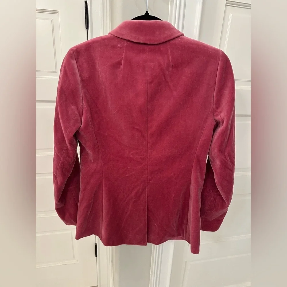 J. Crew Women’s 2 Alexandra Velvet Blazer Pink Single Breasted Button Fall EUC